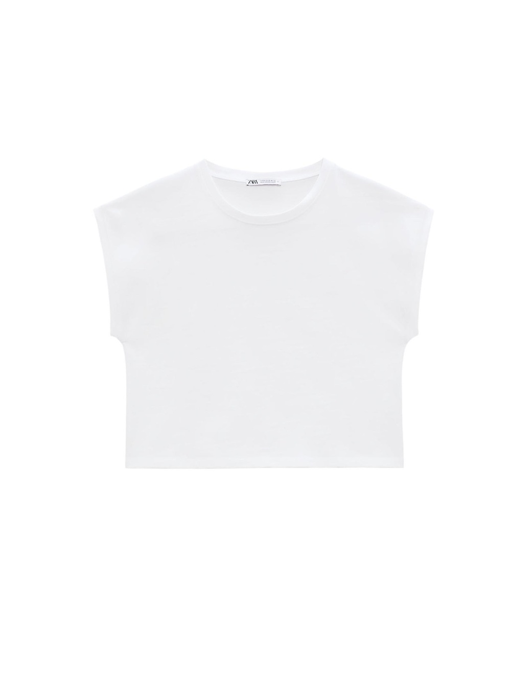 Zara White Cropped Short-Sleeve T-Shirt
